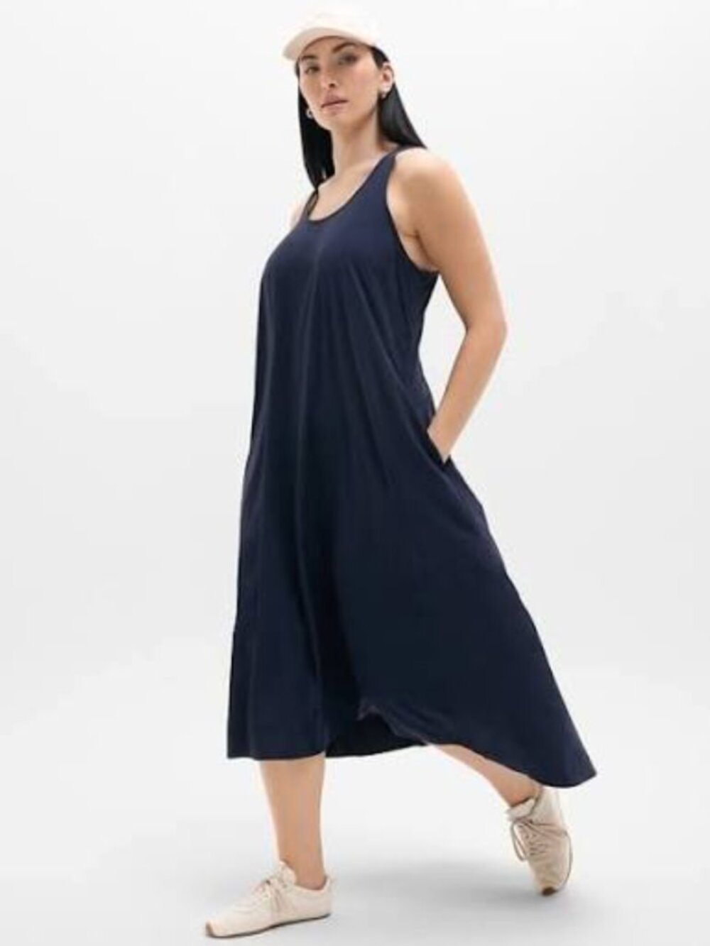 Athleta NWT Presidio Traveler Racerback Asymmetrical Maxi Dress Pockets, XS/P